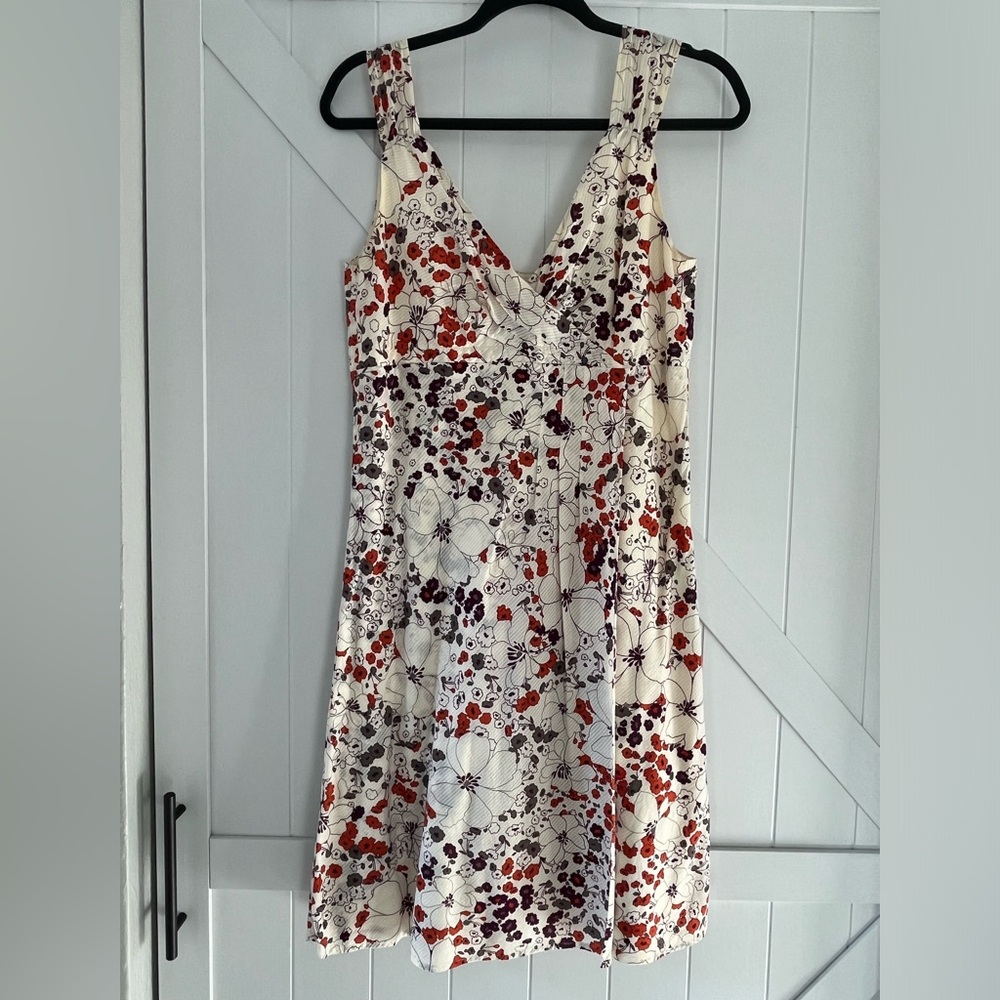 Patagonia Floral Print A Line Organic Cotton Faux Wrap Dress -Size 6